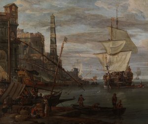 Harbor Scene by Abraham Storck