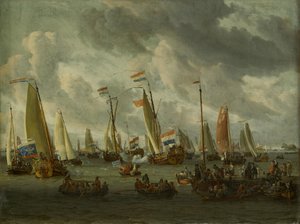 The Mirror Battle on the IJ in Honor of the Moscow Embassy (September 1, 1697) by Abraham Storck