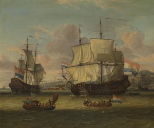 Dutch Street Sailors at a Harbor on the Mediterranean Sea by Abraham Storck