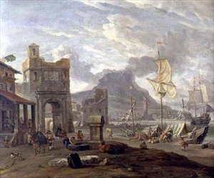 Sea Port with Large and Small Ships by Abraham Storck