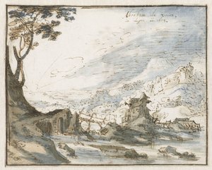 Mountainous Landscape with a Wooden Bridge