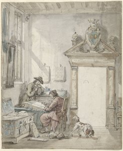 Interior Scene with Writing Man at a Desk
