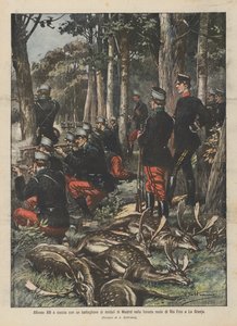 Alfonso XIII Hunting with a Battalion of Soldiers from Madrid in the Royal Forest of Rio Frio at La Granja