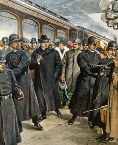 Arrival of Italian composer Pietro Mascagni in New York by Achille Beltrame