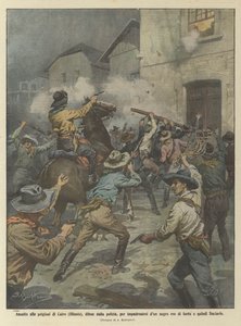 Assault on the Cairo (Illinois) prisons, defended by the police, to seize a guilty black man by Achille Beltrame
