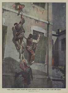 Daring Escape of Four Prisoners from the Judicial Prisons of Asti After Breaking Through the Prison Wall by Achille Beltrame