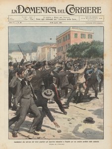 Carabinieri saving anarchists from popular fury gathered in Rapallo for a rally banned by the authorities by Achille Beltrame