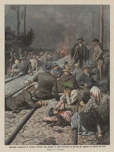 Striking Farmers of Argenta (Ferrara) Spending the Night on the Railway by Achille Beltrame