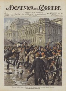 Against Italian Students in Vienna, a Fight Between Italian and German Students in Front of the University by Achille Beltrame