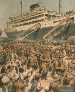 Landing of Italian troops in East Africa by Achille Beltrame