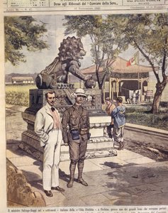 Cover illustration of tourists at the Forbidden City, Peking, China