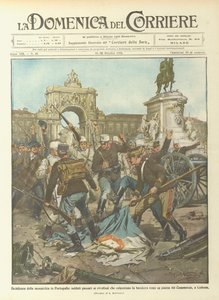 Decline of the Monarchy in Portugal, Soldiers Who Joined the Rebels Trample the Flag by Achille Beltrame