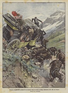 Swiss Stagecoach Plunges into a Ravine Along the Road from Brig (Simplon) to the Rhone Valley