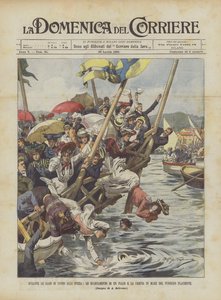 During the Swimming Races in La Spezia, The Collapse of a Platform and the Fall of the Applauding Public into the Sea by Achille Beltrame