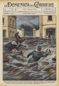 During the Flood that Hit the Cecina Area (Livorno), a Soldier Waiting for His Captain
