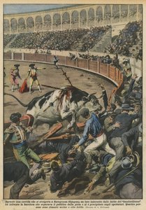 During a Bullfight in Zaragoza (Spain), an Enraged Bull from the Wounds of?