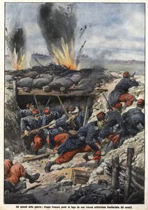 Episode of the War of 1914: French Troops in the Trenches are Bombed by Enemies