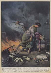 Heroism of Two Italian Women During a Fire in London by Achille Beltrame