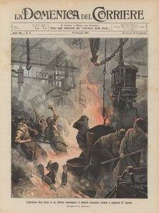 Explosion of a Lathe in an American Workshop, Molten Metal Engulfs and Swallows 27 Workers by Achille Beltrame