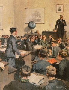 Fighting illiteracy, children at school by Achille Beltrame