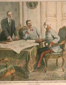 Franz Joseph I, Emperor of Austria, discussing the occupation of Montenegro, Cover illustration from 