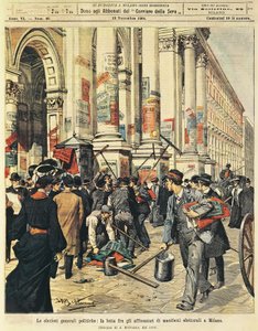 General elections in Milan: confrontations between people hanging political posters in Milan by Achille Beltrame
