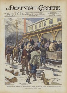 The Great Works of the Simplon, Italian Workers Going from Iselle to Work Inside the Tunnel