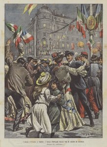 The Italian Royals in Paris, Popular Dances in the Streets as a Sign of Joy by Achille Beltrame