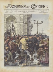 The Bloody Riots in Trieste, the Crowd Charged by the Troops in Front of the Austrian Lloyd Palace by Achille Beltrame
