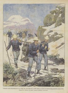 The Alpine Soldiers Transport the Bronze Statue to the Summit of Rocciamelone (at 3537 Meters)