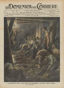 The Great Disasters in America, Italian Miners Found Half-Asphyxiated in a Burning Mine in Illinois by Achille Beltrame