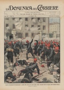 The serious events in Constantinople, assault on the barracks by Macedonian troops by Achille Beltrame