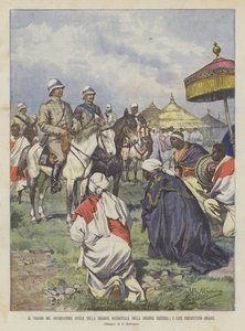 The Journey of the Civil Governor in the Western Region of the Eritrean Colony, The Chiefs Present Tributes by Achille Beltrame
