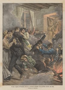 The Tragic Ball of Fucecchio (Florence), Floor Caught Fire and Collapsed During a Party by Achille Beltrame