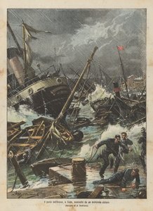 The Port of Havana, Cuba, Devastated by a Tremendous Cyclone by Achille Beltrame