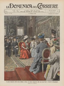 The first Congress of Italian women in Rome, the inaugural session in the Hall of the Horatii by Achille Beltrame