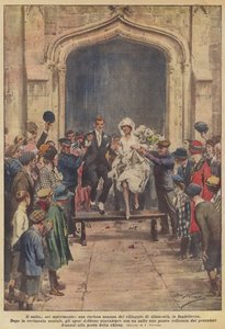 The Leap into Marriage, a Curious Custom of the Village of Alnmouth, in England by Achille Beltrame