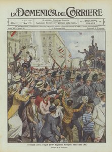 The Triumphal Arrival in Naples of the 11th Bersaglieri Regiment, Returning from Libya by Achille Beltrame