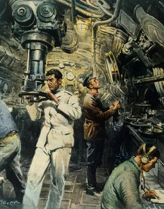 Interior of Submarine, illustration from La Domenica del Corriere, December 28 by Achille Beltrame