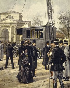 Italian physicist Guglielmo Marconi attends experiments with first mobile radio station at Milan, December 30 by Achille Beltrame