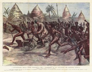 The Appearance of the First Bicycle among the Cannibals, in a Village of the Bangwa (Africa)