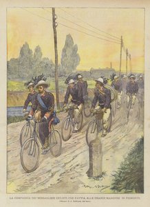 The Company of Bersaglieri Cyclists Heading to the Great Maneuvers in Piedmont