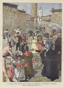 The Flowering at the Place Where Fra Girolamo Savonarola Was Burned in Florence by Achille Beltrame