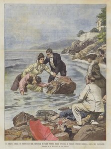 Queen Amelia of Portugal Throwing Herself into the Sea from the Beach of Cascais