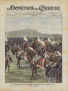 The Military Review in Honor of President Loubet in Rome, the Cyclist Bersaglieri Parade by Achille Beltrame