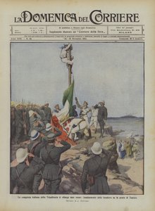 The Italian Conquest of Tripolitania Expands Gradually, Raising the Flag on the Tip of Tagiura by Achille Beltrame