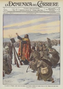 War in Poland, Russian Priest Invoking God During a Religious Ceremony on the Field