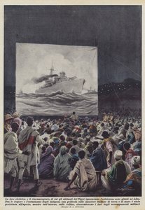 Electric Light and Cinema, Unknown to the People of Tigre, Arrive in Adua by Achille Beltrame