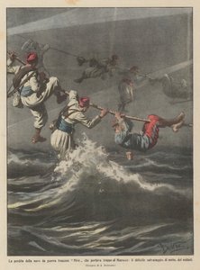 The Loss of the French Warship Nive Carrying Troops to Morocco by Achille Beltrame