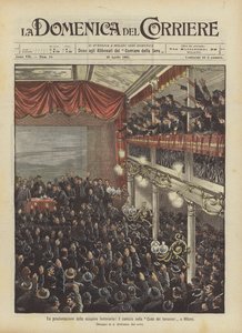 Proclamation of the railway strike, the rally at the House of Railway Workers in Milan